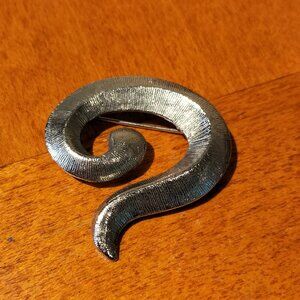 Vintage Sterling Silver Brooch with "Visage" Engraved on the Back, Unique Design